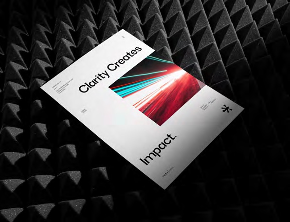 Experia booklet photographed against acoustic foam